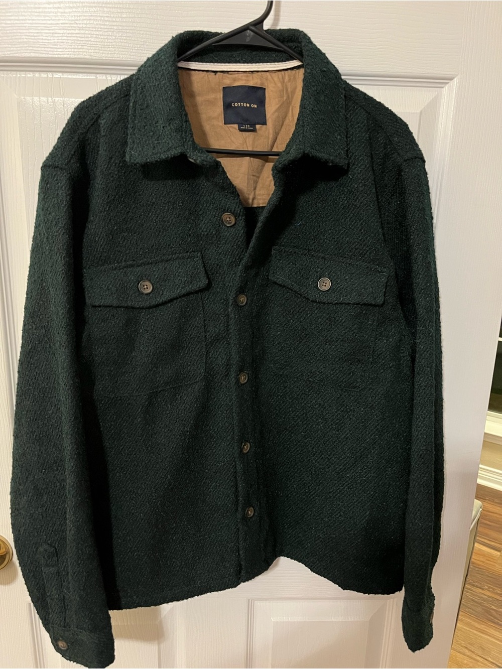 Cotton On Men’s Dark Green Button-Front Shacket
